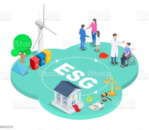 Ilustración De Idea Esg De Medio Ambiente Social Y Gobernanza Y Más