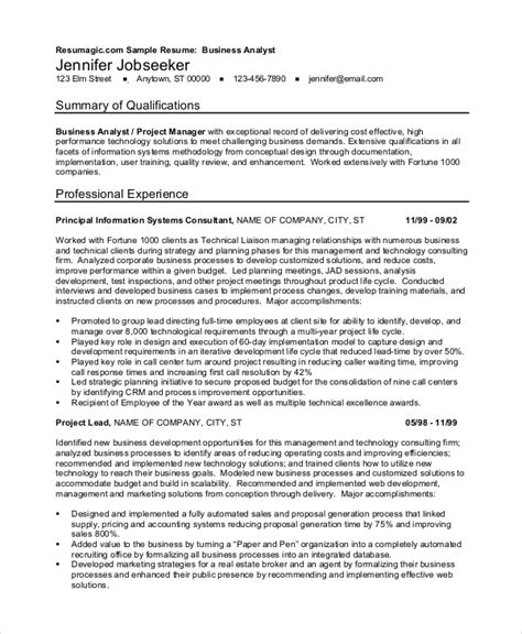 FREE 7+ Sample Business Analyst Resume Templates in PDF | MS Word