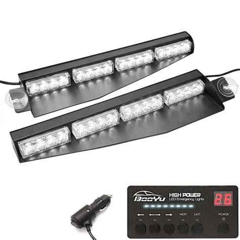 Snapklik BooYu 32 LED Visor Emergency Strobe Light Bar W Digital