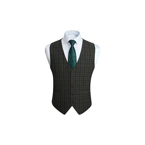 HISDERN Gilet Da Uomo In Cotone Elegante Classico Panciotto Uomo Verde