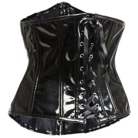 Corset Steampunk En Cuir PU Pour Femme Bustier En Polyester Black