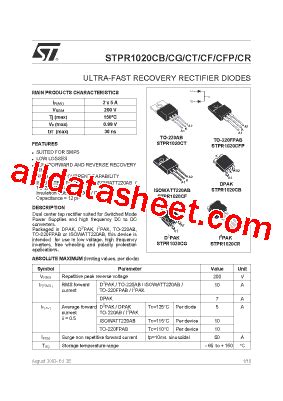 STPR1020CT Datasheet PDF STMicroelectronics