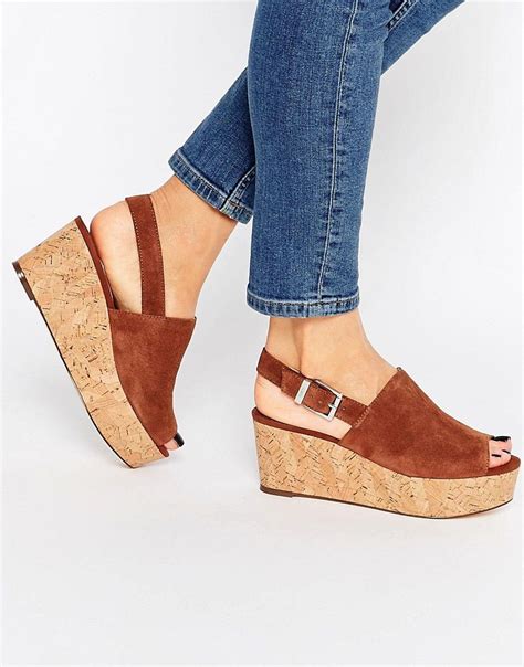 Image 1 Of Faith Damage Tan Cork Effect Wedge Sandals Tan Wedge Shoes Shoes Heels Wedges Wedge