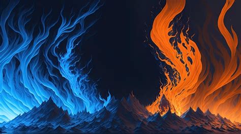 Premium AI Image | The contrast between fire and ice desktop background