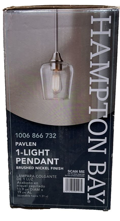 Hampton Bay Gs P070809bn Pavlen 1 Light Hanging Mini Pendant In Brushed Nickel Ebay