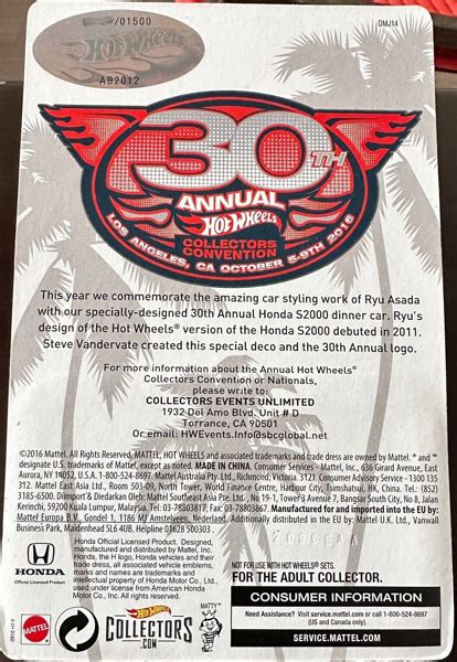 Hot Wheels Honda S Collectors Convention Th Annual