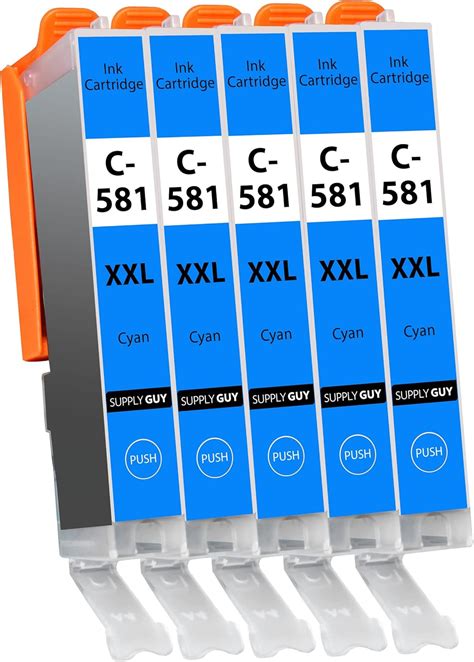 Supply Guy 5 Ink Cartridges Xxl Compatible With Canon Cli 581 Cyan For Pixma Tr7500 Tr7550