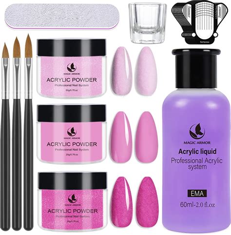 MAGIC ARMOR Acrylic Nail Kit Acrylic Powder 3 Colors And Liquid Set