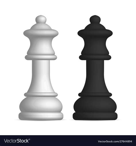 Black and white chess piece queen Royalty Free Vector Image