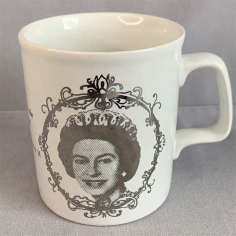 Original Silver And White Queen Elizabeth Ii Silver Jubilee Mug