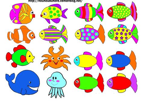 Gommettes Poissons En Coloriage Et En Couleur