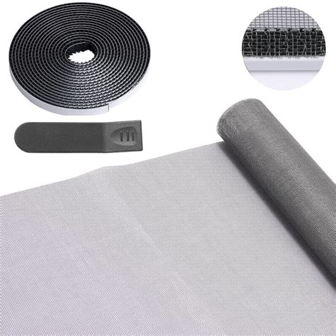 Flyzzz Window Screen Mesh Kits 51 X 59 Grey Screen Door Mesh With 18ft Adhesive Hook Tape Diy