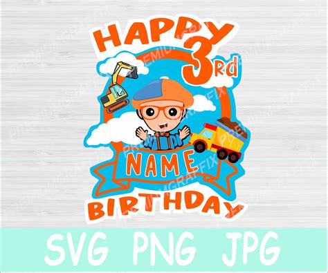 Blippi 3rd Birthday Svg