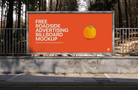 Front View Of A Roadside Vertical Advertising Billboard Mockup Free