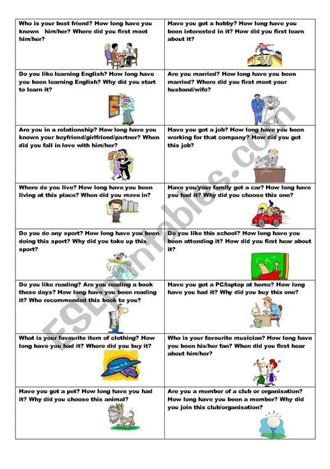 Present Perfect Conversation Questions