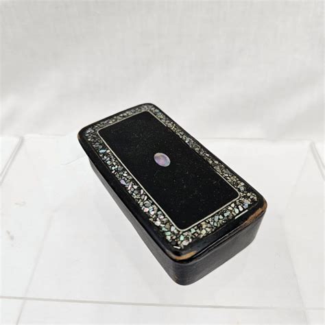 Victorian Papier Mache Snuff Box With Mother Of Pearl Sally Antiques