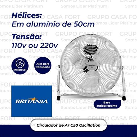 Circulador De Ar Brit Nia Turbo C Oscillation Parcelamento Sem Juros