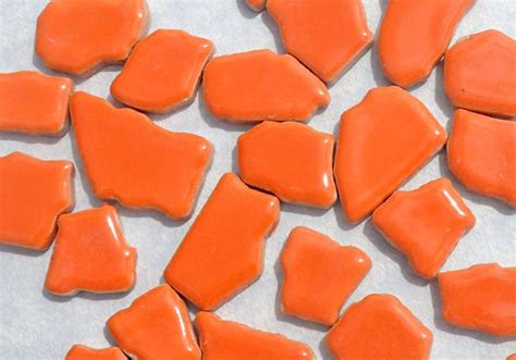 Orange Mosaic Ceramic Tiles Random Shapes Half Pound Etsy