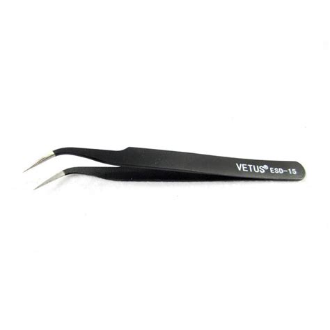 Pinset Vetus Tweezers Pinset Lurus Pinset Bengkok Esd Hitam Baja