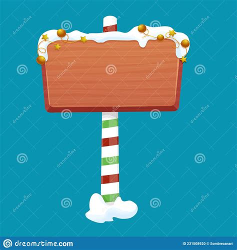 Christmas Wooden Signboard Road Signs On Striped Stick With Decoration