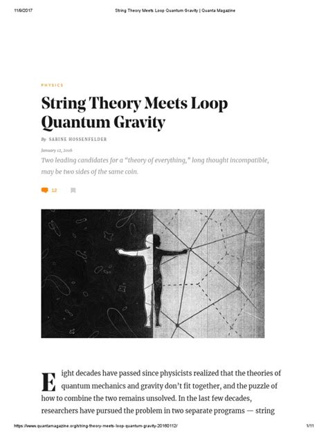 String Theory Meets Loop Quantum Gravity - Quanta Magazine | PDF ...