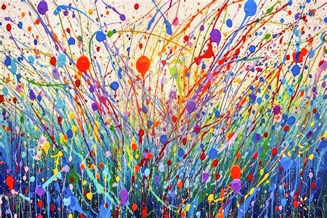 Abstract Jackson Pollock Interpretation Meadow Flowers by Lena Owens