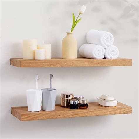 Axeman Floating Shelves, 8 Inch Deep Rustic Solid Elm Wood Wall Shelves ...