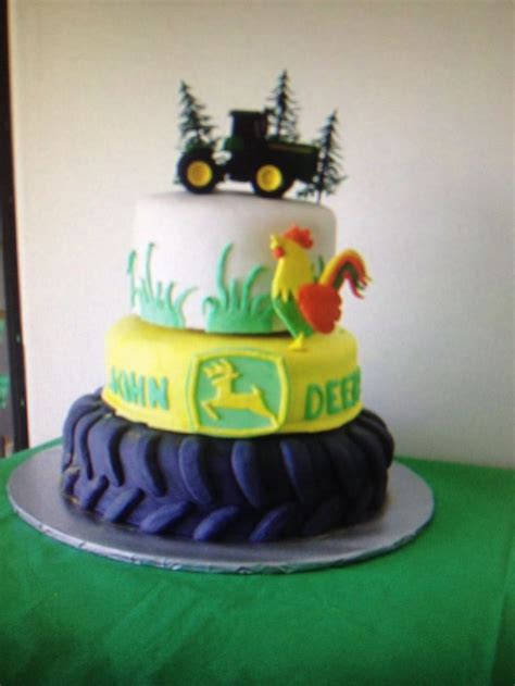 Three Tier Cake With Tractor Topper