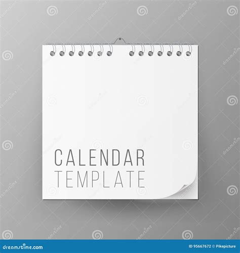 Spiral Calendar Vector Blank Office Calendar Mock Up Realistic Sheets