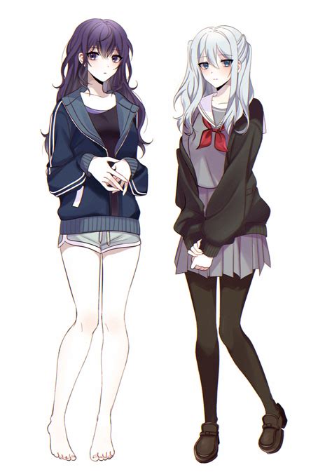 Safebooru 2girls Asahina Mafuyu Bare Legs Black Cardigan Black