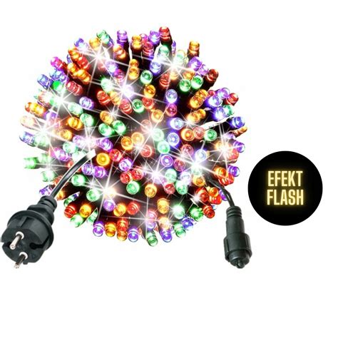 LAMPKI CHOINKOWE LED GRUBY KABEL ŚWIĄTECZNE MULTIKOLOR 300 LED FLASH