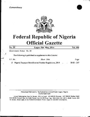 Fillable Online Federal Republic Of Nigeria Official Gazette Gazettes