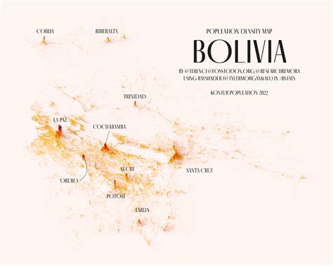 Densidad de población de Bolivia 2023 Mapas Milhaud