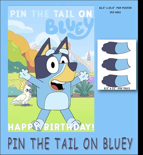 Pin The Tail On Bluey Birthday Printable Game Etsy India