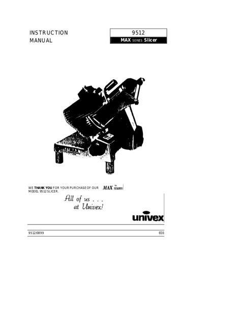 Univex 9512 Service Manual