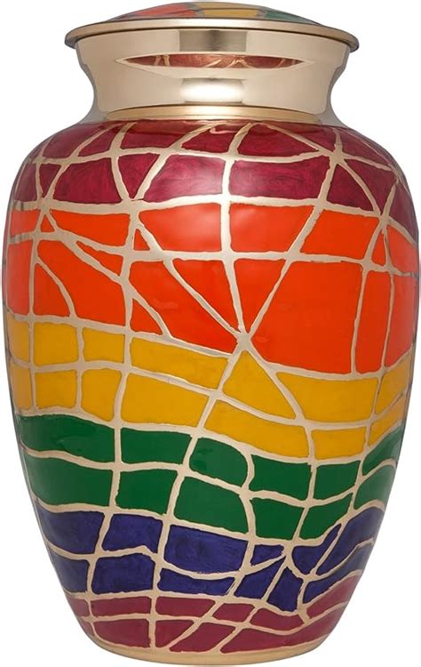 Ansons Urns Rainbow Cremation Urn With Gold Accents