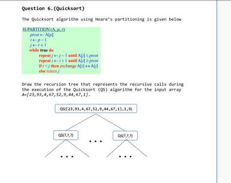 Solved Question 6 Quicksort The Quicksort Algorithm Using Chegg