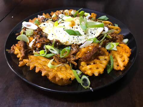 Homemade Pork Bulgogi Fries With A Fried Egg On Top Rfood