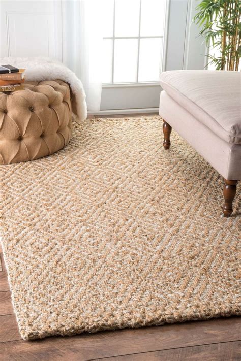 Kiwa Handwoven Jute Birdseye Diamond Natural Rug Natural Area Rugs