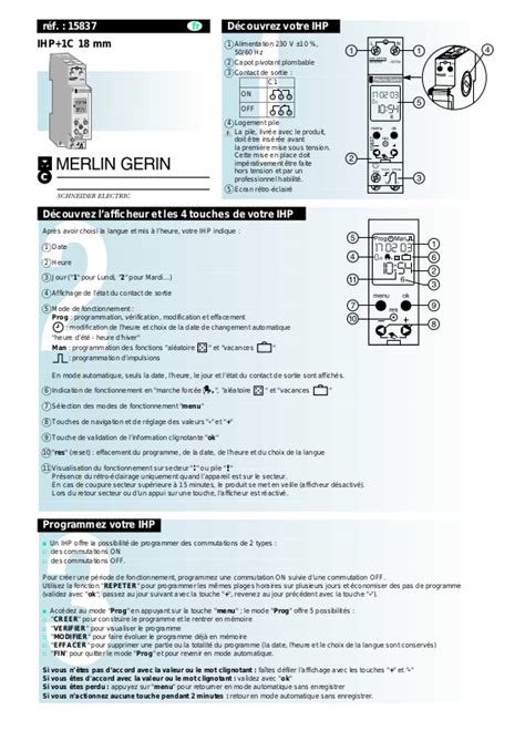 MERLIN GERIN IHP PLUS 1C 18MM User Manual