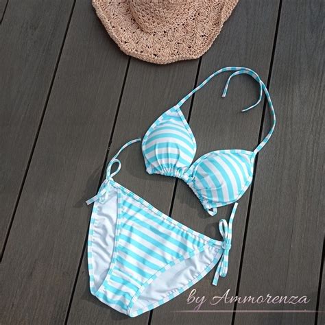 Jual Bikini Bikini Swimsuit Baju Renang By Ammorenza Blue Stripe