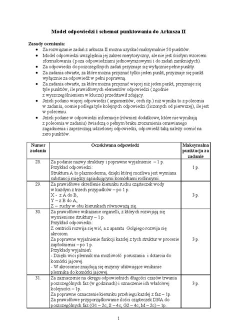 2001 Marzec CKE Klucz Probne Model Odpowiedzi I Schemat Punktowania