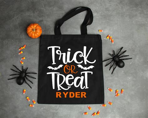 Halloween Trick Or Treat Bag Personalized Halloween Tote Trick Or