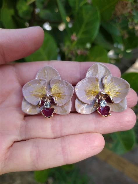 Conjunto Brinco Anel De Orqu Dea Esmaltados Nude Elo