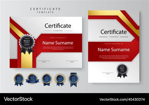 Red And Gold Certificate Of Achievement Border Vector Image