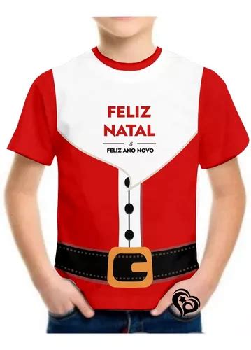 Camiseta De Feliz Natal Masculina Infantil Blusa Papai Noel