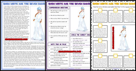 Snow White And The Seven Dwarfs ESL Reading Comprehension Worksheets