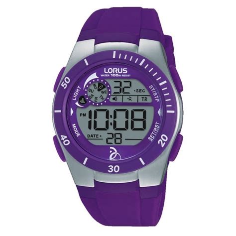 Lorus Digital Watch With Alarm And Purple Silicone Strap Timepieces From Adams Jewellers Limited Uk