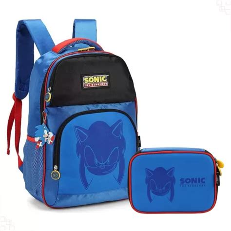 Mochila Sonic Escolar De Costas Infantil Menino Estojo