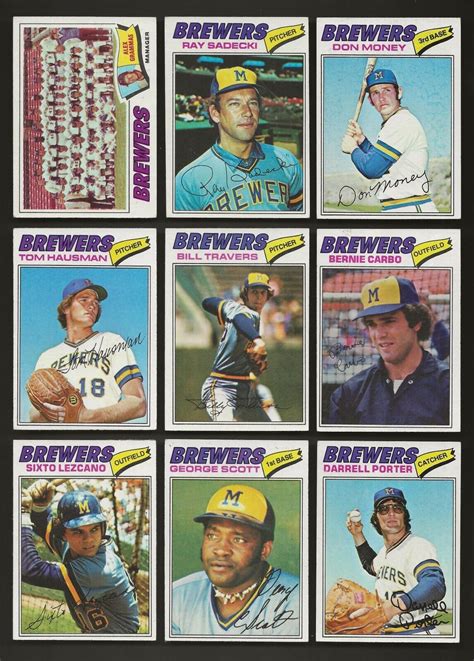 1977 Topps Milwaukee Brewers Complete Team Set With S 488 494 RCs